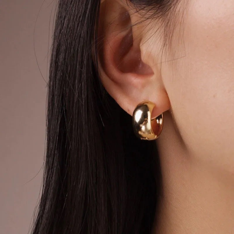 Thick Flat Statement Hoops - Gold/Silver