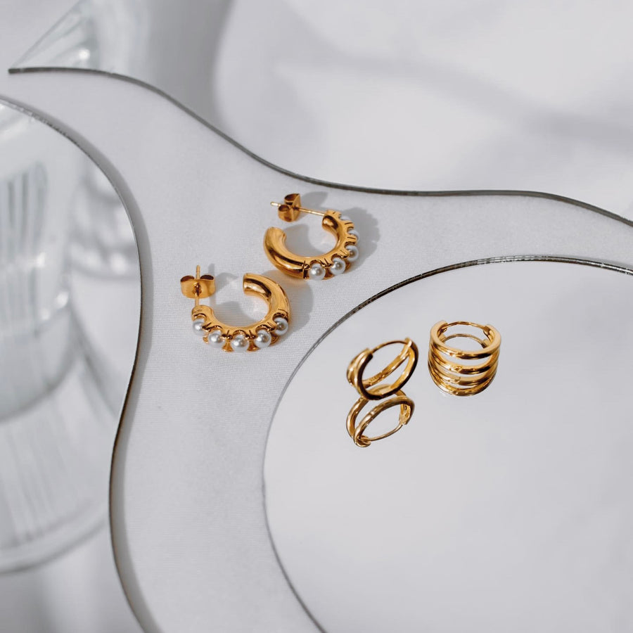 Mini Double Huggie Hoops - Gold