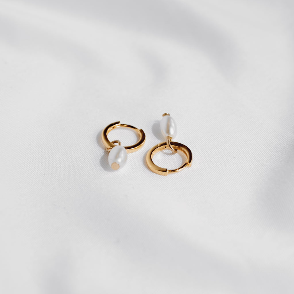 Tiny Pearl Hoops | 18K Gold Vermeil & Sterling Silver