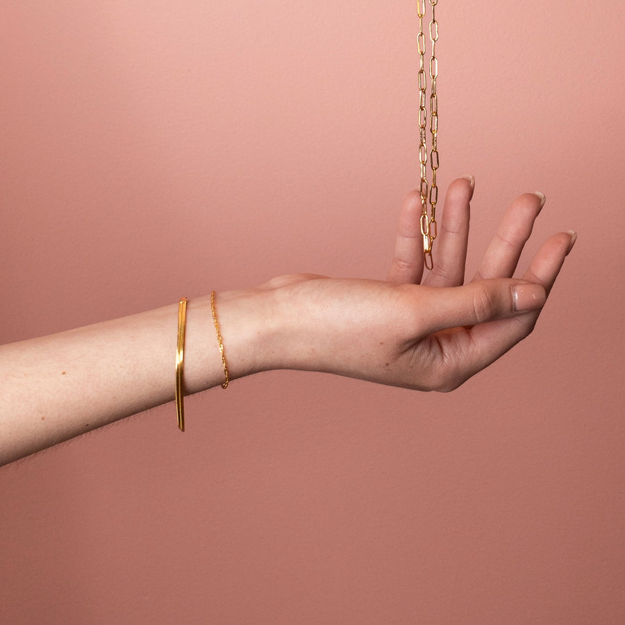 Clementine Herringbone Bracelet - Gold/Silver