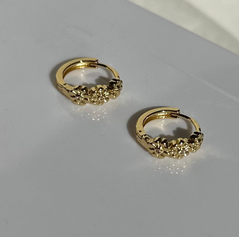 Daisy Huggie Hoops - Gold Filled