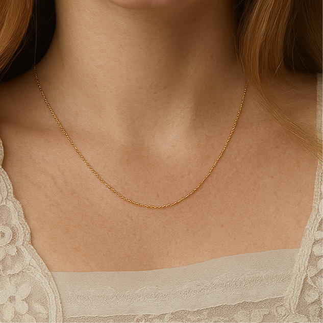 Thin Oval Necklace - Gold Filled