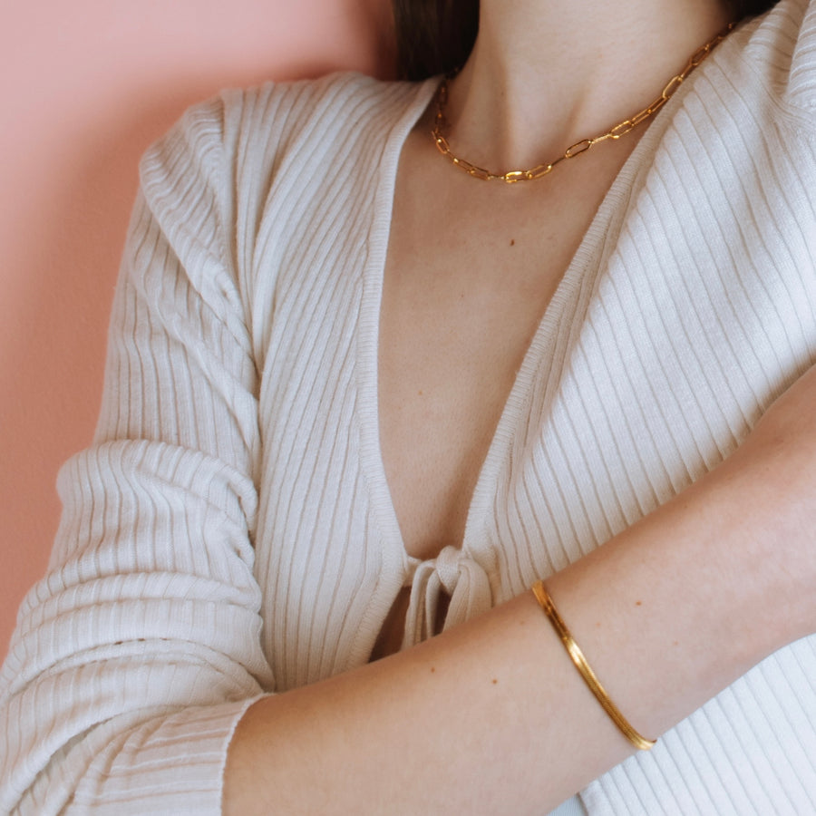 Clementine Herringbone Bracelet - Gold/Silver