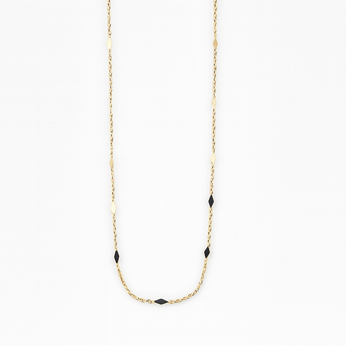 Ellipse cuban chain necklace in gold filled with diamond-shaped links.