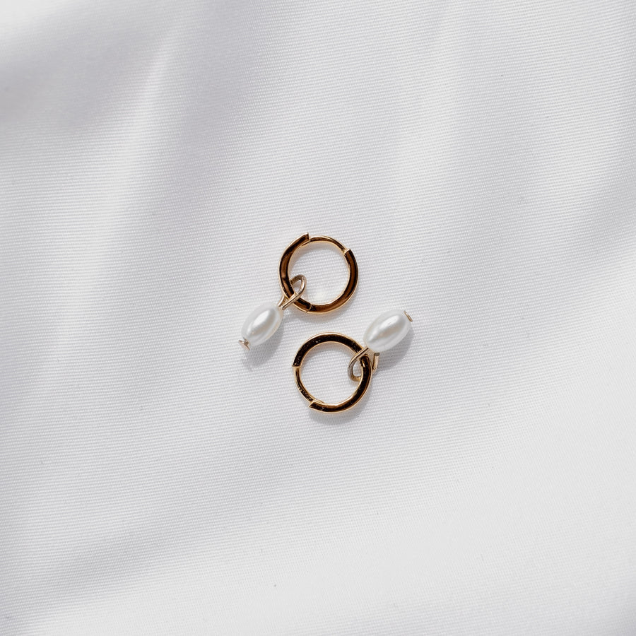Mini Pearl Huggie Hoops - Gold/Silver