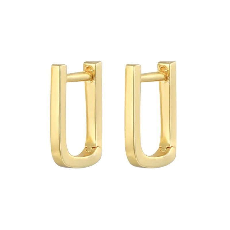 Mini Geometric Huggie Hoops - Gold