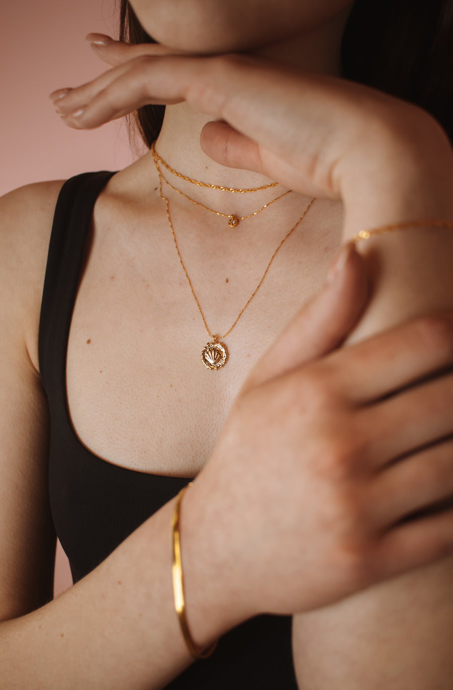 Shelly Coin Necklace - Gold Filled
