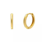 A 10mm classic huggie hoop in 18K gold vermeil, shown open and closed on a white background.