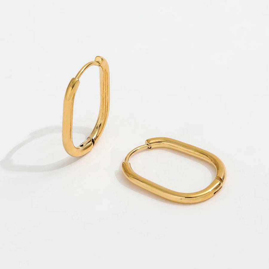 Large Rectangle Hoop - Gold